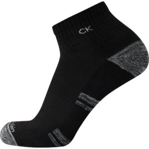 Calvin Klein Men's Quarter Socks - 12 Pack Soft Cushioned Athletic Ankle Socks for Men - Breathable Men's Sports Socks, Size 7-12, Black CK