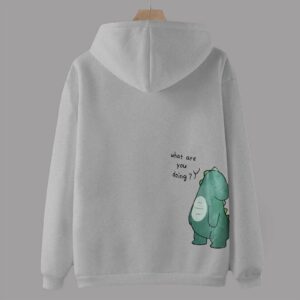 QNIHDRIZ Graphic Sweatshirts Matching Couple Sweatshirt Custom Cute Dinosaur Couple Hoodie for Boyfriend Birthdays Gift Grey