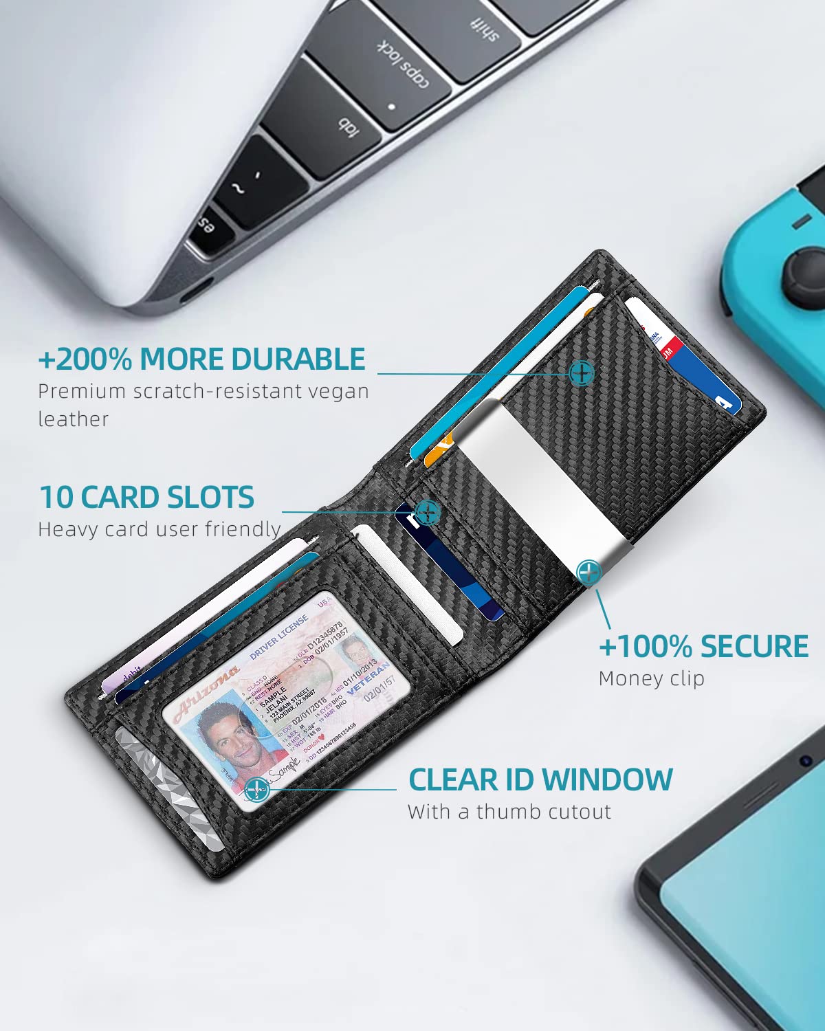 Zitahli Airtag-Wallet-Mens-Slim-RFID Blocking Wallet Leather with Money Clip Air Tag Wallet Card Holder Bifold Gifts for Men