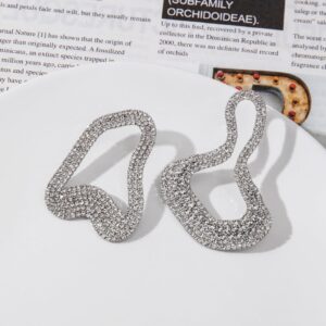 Donabus Statement Earrings- Trendy Earrings for Women，Asymmetric Earrings with Full Rhinestone,Great Gifts for Women (A) (A)