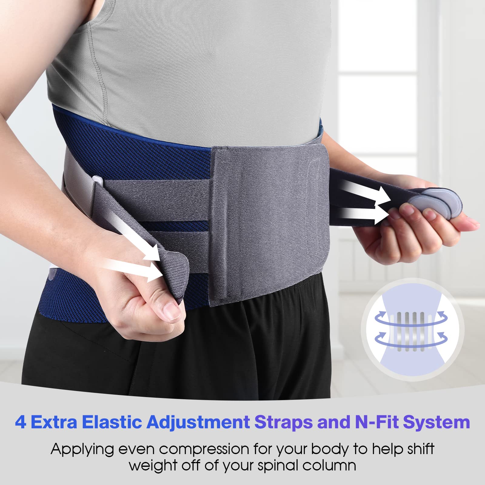 NEENCA Back Support Brace, Adjustable Lumbar Support for Pain Relief of Back/Lumbar/Waist, Waist Wrap with Spring Stabilizers for Injury, Herniated Disc,Sciatica, Scoliosis and more - FSA/HSA APPROVED