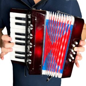 SIPSOCE Accordion 17 Keys 8 Bass, Keyboard Instrument,Convenient to Carry, Suitable for Outdoor Concerts，For Beginners to Use