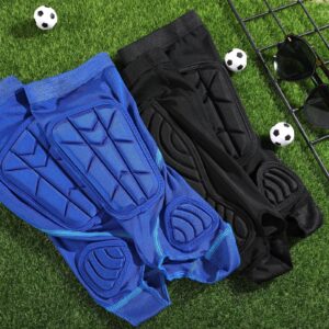 2 Pairs Soccer Football Shin Guards Shin Pads Protective Kids Soccer Ankle Guards Protector Kids Football Gear Equipment with Lower Leg and Ankle Guards Pads for 6-12 Boys Girls Teenagers, Blue Black