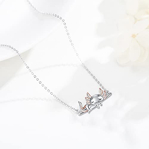 Axolotl Necklace for Women Cute 925 Sterling Silver Axolotl Necklace Gifts Animal Pendant Mexican Axolotls Jewelry Gift