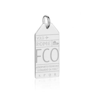 Jet Set Candy Sterling Silver Rome FCO Luggage Tag Travel Charm