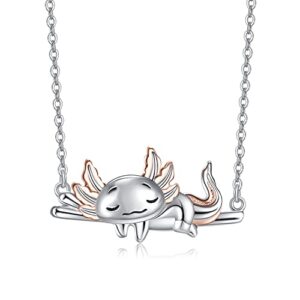 Axolotl Necklace for Women Cute 925 Sterling Silver Axolotl Necklace Gifts Animal Pendant Mexican Axolotls Jewelry Gift