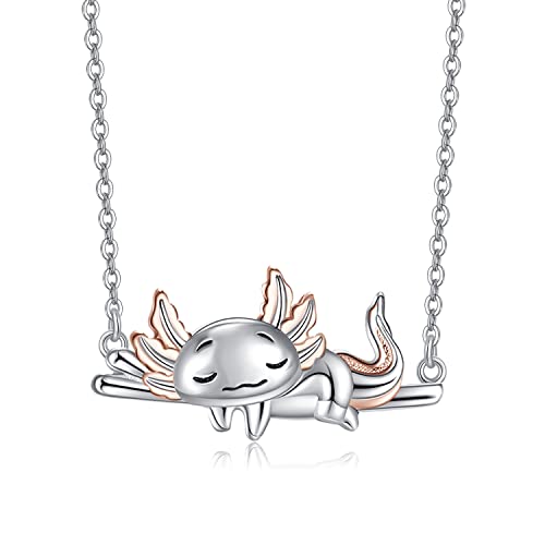 Axolotl Necklace for Women Cute 925 Sterling Silver Axolotl Necklace Gifts Animal Pendant Mexican Axolotls Jewelry Gift