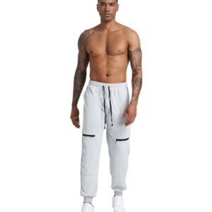 GIROLA Men's Sweatpants, Slim Fit Men Jogger Pants Tapered Gym Workout Pant for Jogging,Casual Athletics,Running,Training Grey