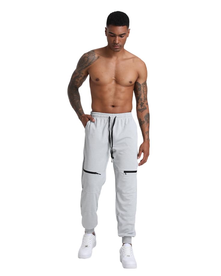 GIROLA Men's Sweatpants, Slim Fit Men Jogger Pants Tapered Gym Workout Pant for Jogging,Casual Athletics,Running,Training Grey