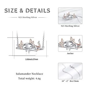 Axolotl Necklace for Women Cute 925 Sterling Silver Axolotl Necklace Gifts Animal Pendant Mexican Axolotls Jewelry Gift