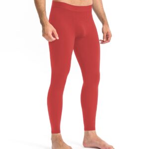 WRAGCFM Men's Compression Pants Cool Dry Athletic Workout Leggings Running Active Sports Tights Base Layer(Red, M)