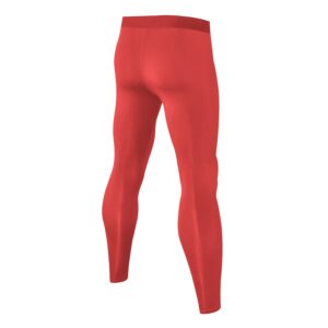 WRAGCFM Men's Compression Pants Cool Dry Athletic Workout Leggings Running Active Sports Tights Base Layer(Red, M)