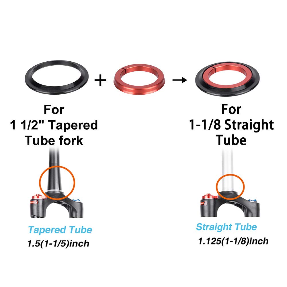 CCYLEZ Bearing Headset, Aluminium Alloy Tapered Fork Straight Tube 44/55mm Bearing Headset Cycling Accessory for Mountain Road