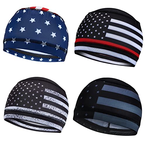 Helmet Liner Skull Cap for Biker, Cycling Sweat-Wicking Running Hat for Men Women, Motorcycle & Bicycle Under Helmets Cap (4Pcs/set)