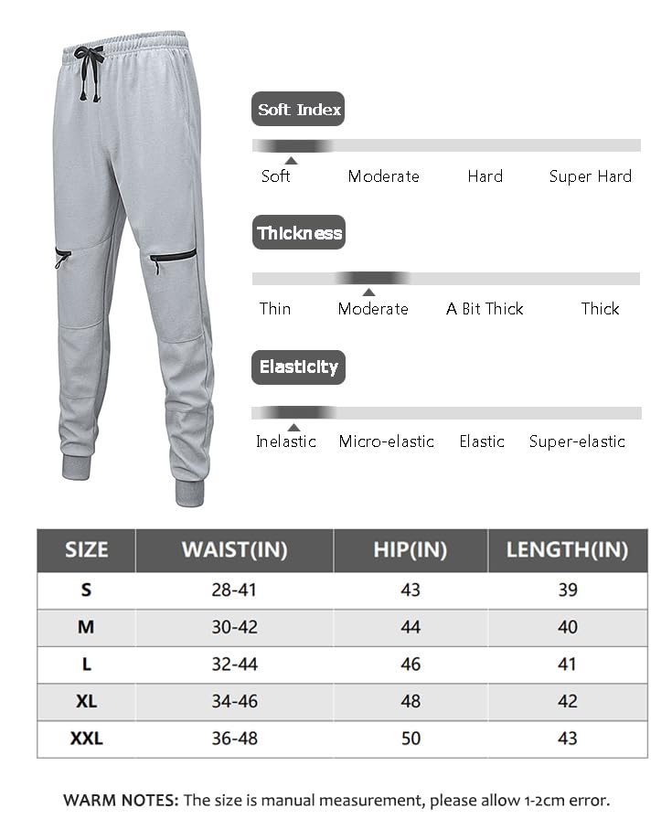 GIROLA Men's Sweatpants, Slim Fit Men Jogger Pants Tapered Gym Workout Pant for Jogging,Casual Athletics,Running,Training Grey