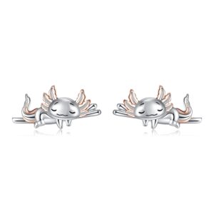 StoryMidir Axolotl Earrings Cute Sleep Axolotl Stud Earrings for Women 925 Sterling Silver Animal Pendant Mexican Axolotls Jewelry Mothers Day Gifts