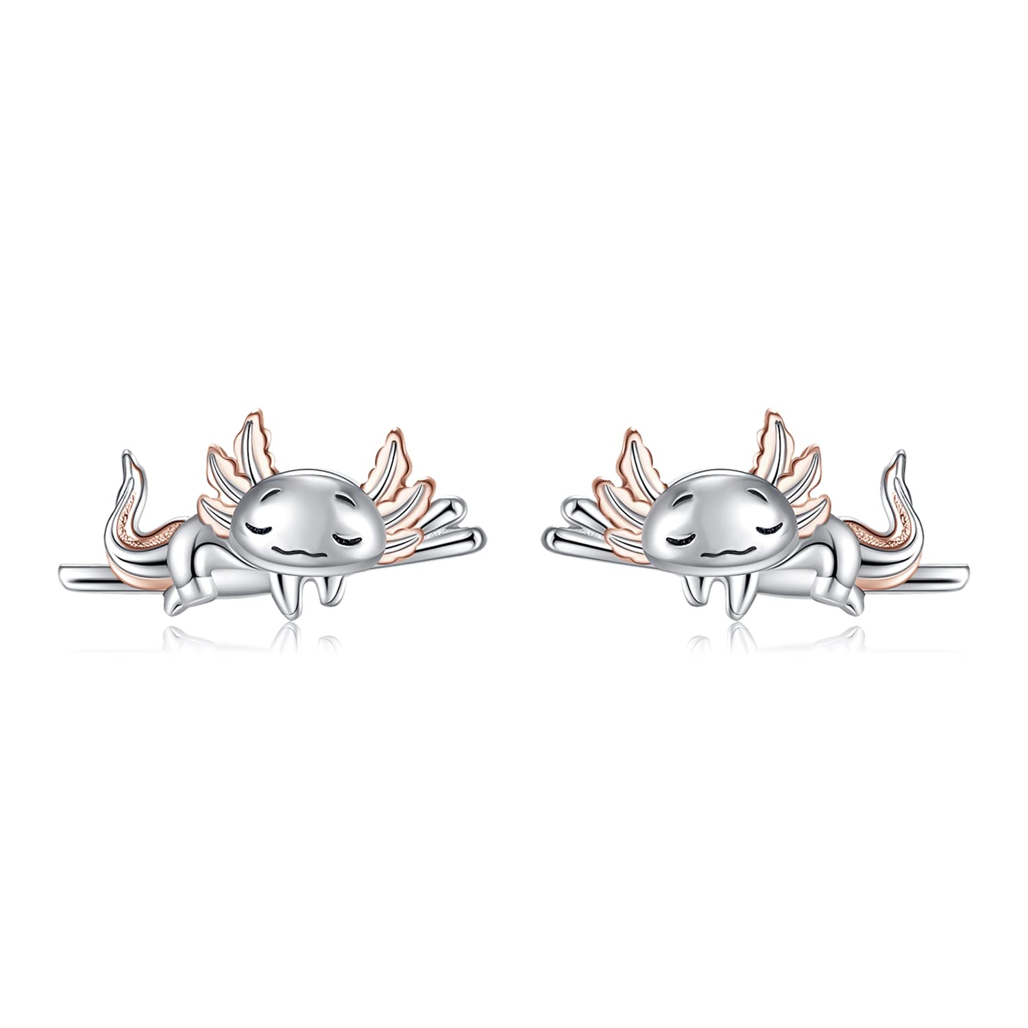 StoryMidir Axolotl Earrings Cute Sleep Axolotl Stud Earrings for Women 925 Sterling Silver Animal Pendant Mexican Axolotls Jewelry Mothers Day Gifts