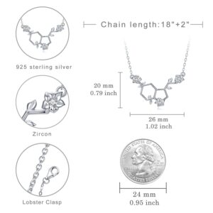 SCZKLAQ Happiness Serotonin Molecule Necklace for Women 925 Sterling Silver Serotonin Necklaces Happiness Molecule Necklace Chemical Molecule Jewelry for Women