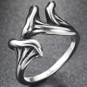 Jude Jewelers Retro Vintage Stainless Steel Triple Mushroom Style Wedding Statement Anniversary Cocktail Party Ring (Silver, 7)