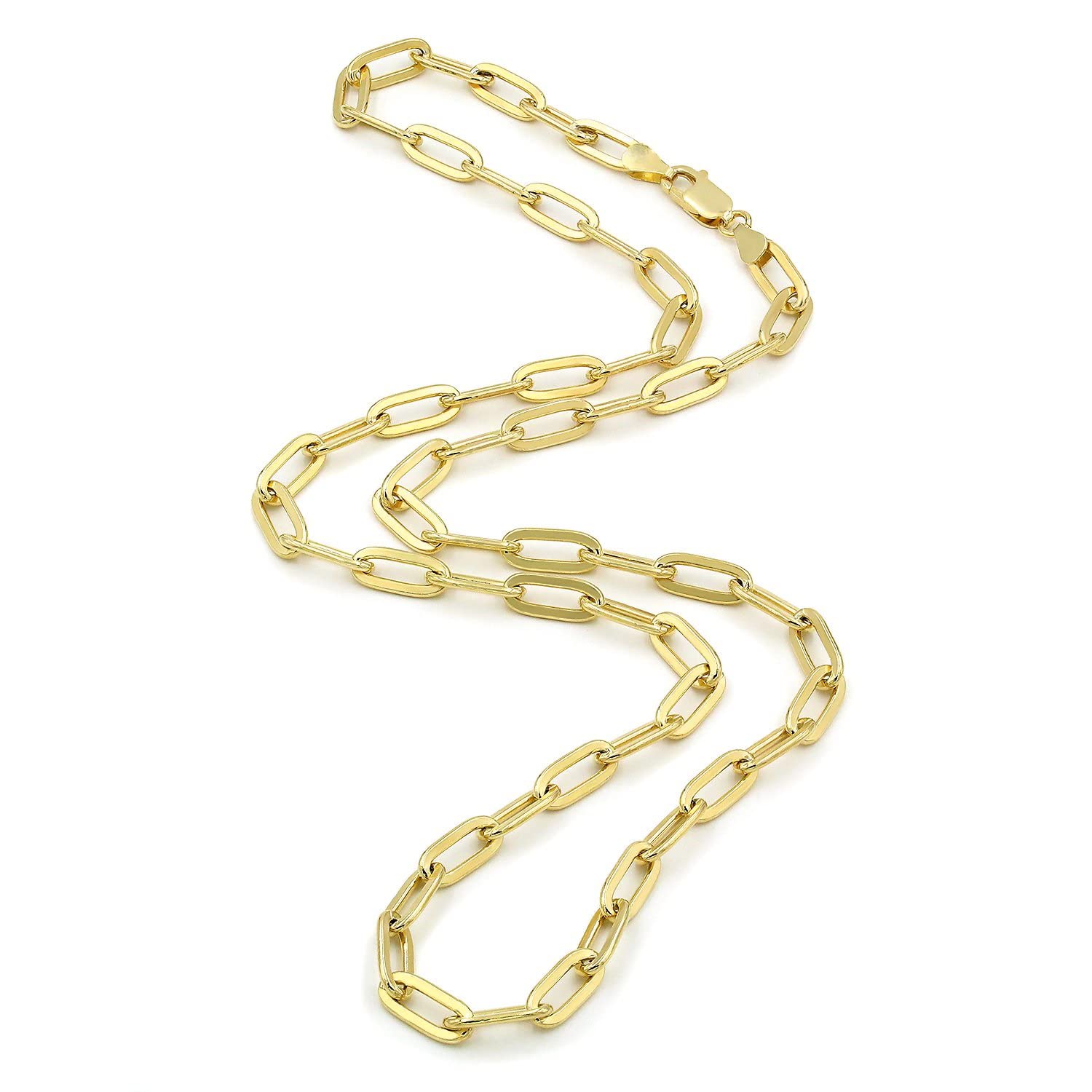 Nuragold 14k Yellow Gold 6mm Paperclip Elongated Rolo Cable Link Chain Bracelet, Womens Jewelry Lobster Clasp 7" 7.5" 8"