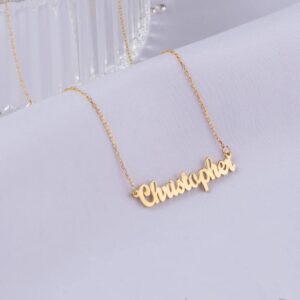 XanmegoJewelry 14K Gold Personalized Name Necklace - Custom Name Necklace with 18 Font Styles - Gold Figaro, Rolo or Cable Chain - Custom Bridesmaids Gifts