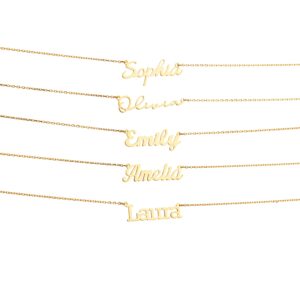 XanmegoJewelry 14K Gold Personalized Name Necklace - Custom Name Necklace with 18 Font Styles - Gold Figaro, Rolo or Cable Chain - Custom Bridesmaids Gifts