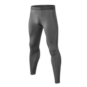 WRAGCFM Men's Compression Pants Cool Dry Athletic Workout Leggings Running Active Sports Tights Base Layer(F Grey, L)