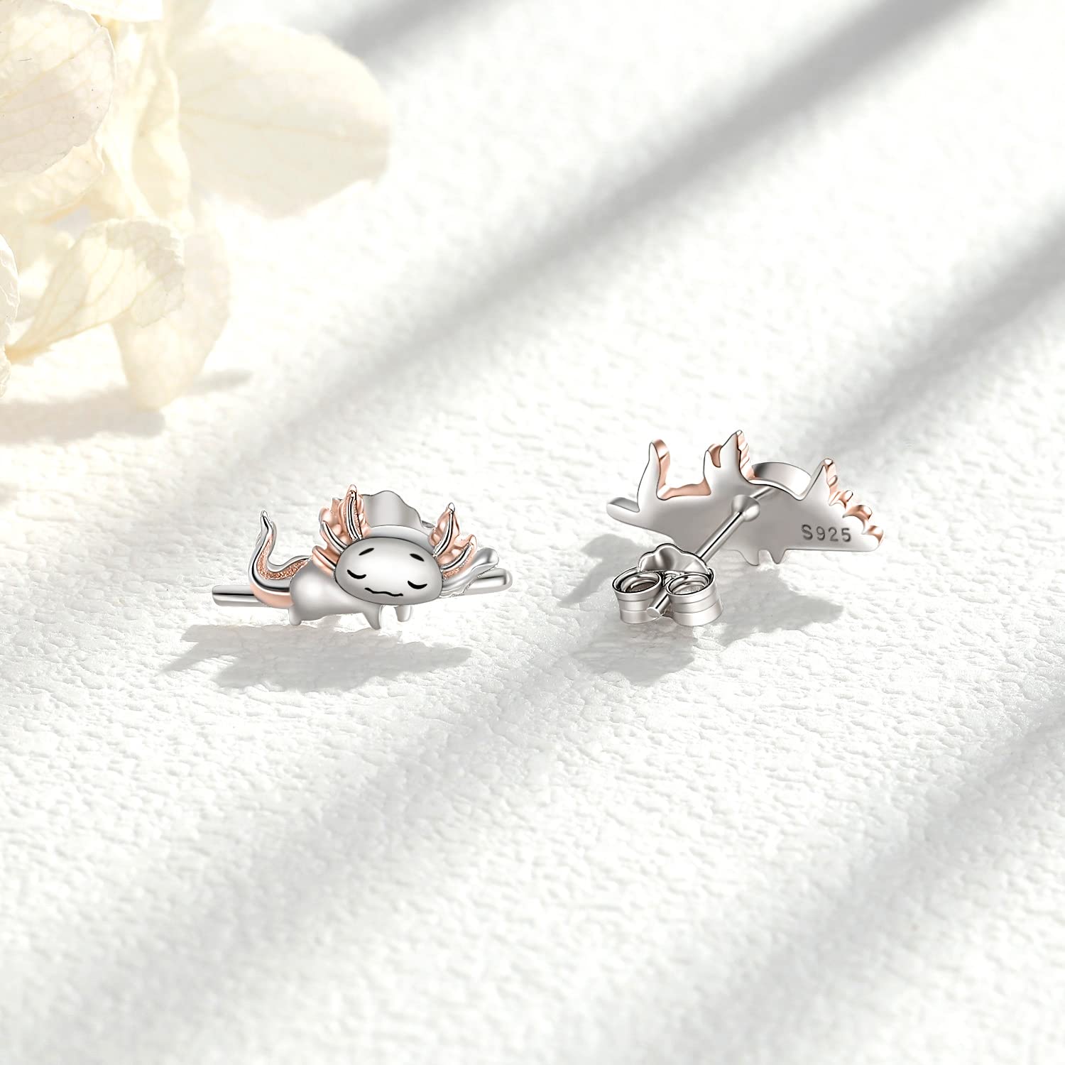 StoryMidir Axolotl Earrings Cute Sleep Axolotl Stud Earrings for Women 925 Sterling Silver Animal Pendant Mexican Axolotls Jewelry Mothers Day Gifts