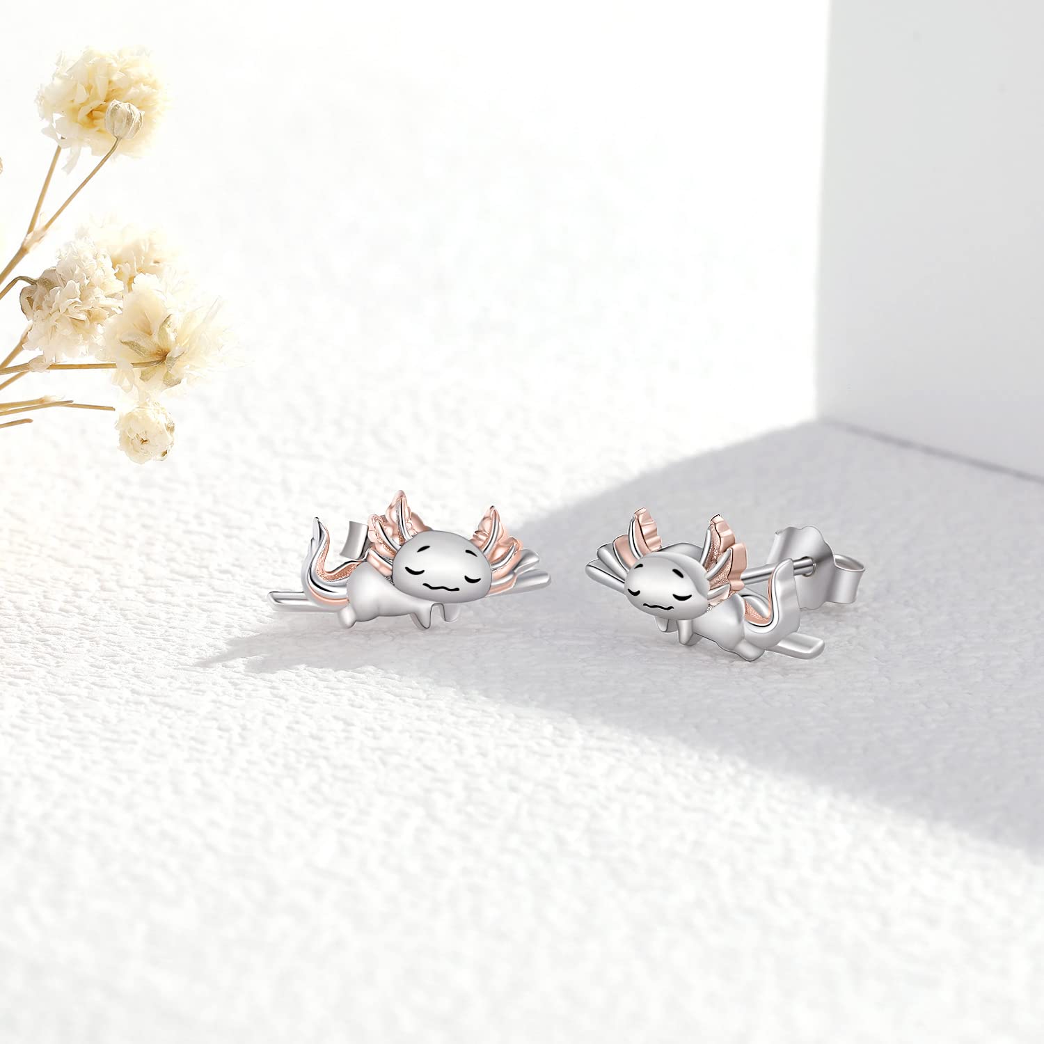 StoryMidir Axolotl Earrings Cute Sleep Axolotl Stud Earrings for Women 925 Sterling Silver Animal Pendant Mexican Axolotls Jewelry Mothers Day Gifts