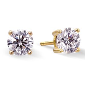 princess collection - "everyday i'm sparkling" - 5.5 mm (2.3 carat/pair) cubic zirconia 22k gold-plated stud earrings for sensitive ears