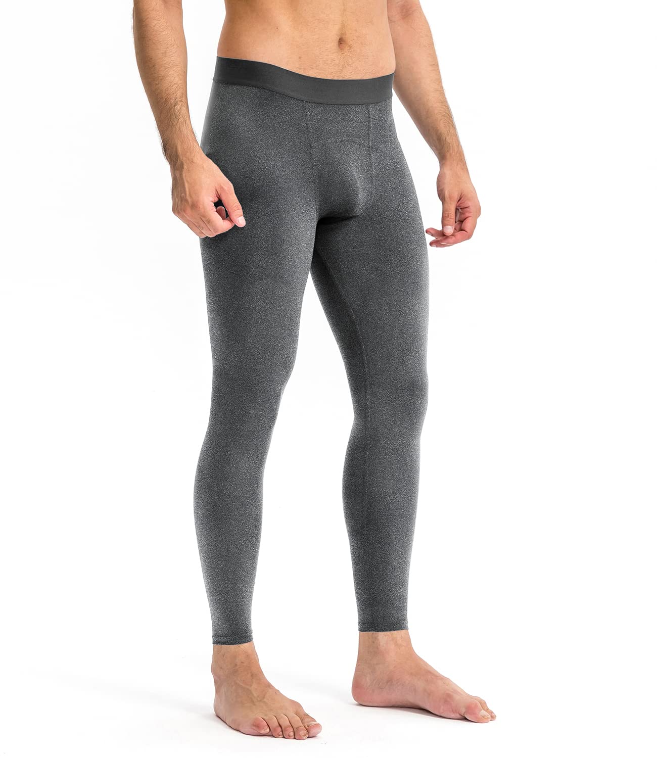 WRAGCFM Men's Compression Pants Cool Dry Athletic Workout Leggings Running Active Sports Tights Base Layer(F Grey, L)