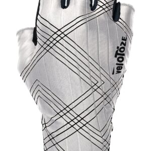 veloToze Aero Cycling Gloves Gel Padded Palm for Comfort - Aero Fabric Reduces Drag - Gloves for Men and Women’s Bike Racing (White, Large)