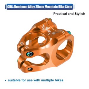 X AUTOHAUX CNC Aluminum Alloy 35mm Mountain Bike Stem for Most Bicycle Road Bike Mountain Bike Cycling Handlebar Accessories Orange for 1-1/8 Steer Tube 31.8mm Handlebar