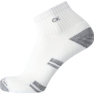 Calvin Klein Men's Quarter Socks - 6 Pack Soft Cushioned Athletic Ankle Socks for Men - Breathable Men's Sports Socks, Size 7-12, Black/White/Grey