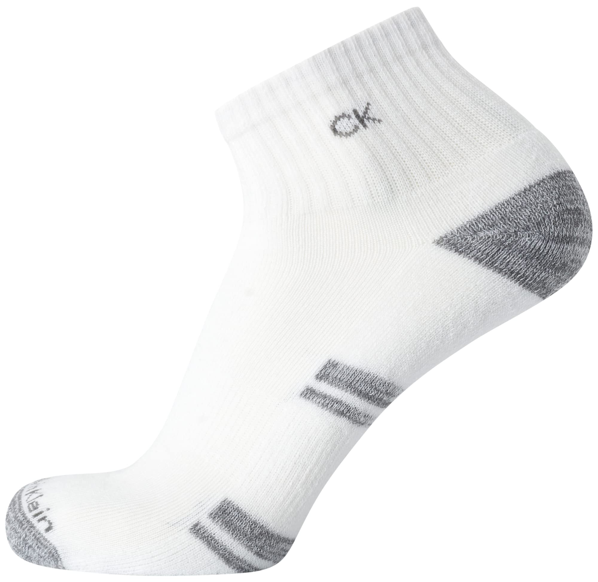 Calvin Klein Men's Quarter Socks - 6 Pack Soft Cushioned Athletic Ankle Socks for Men - Breathable Men's Sports Socks, Size 7-12, Black/White/Grey