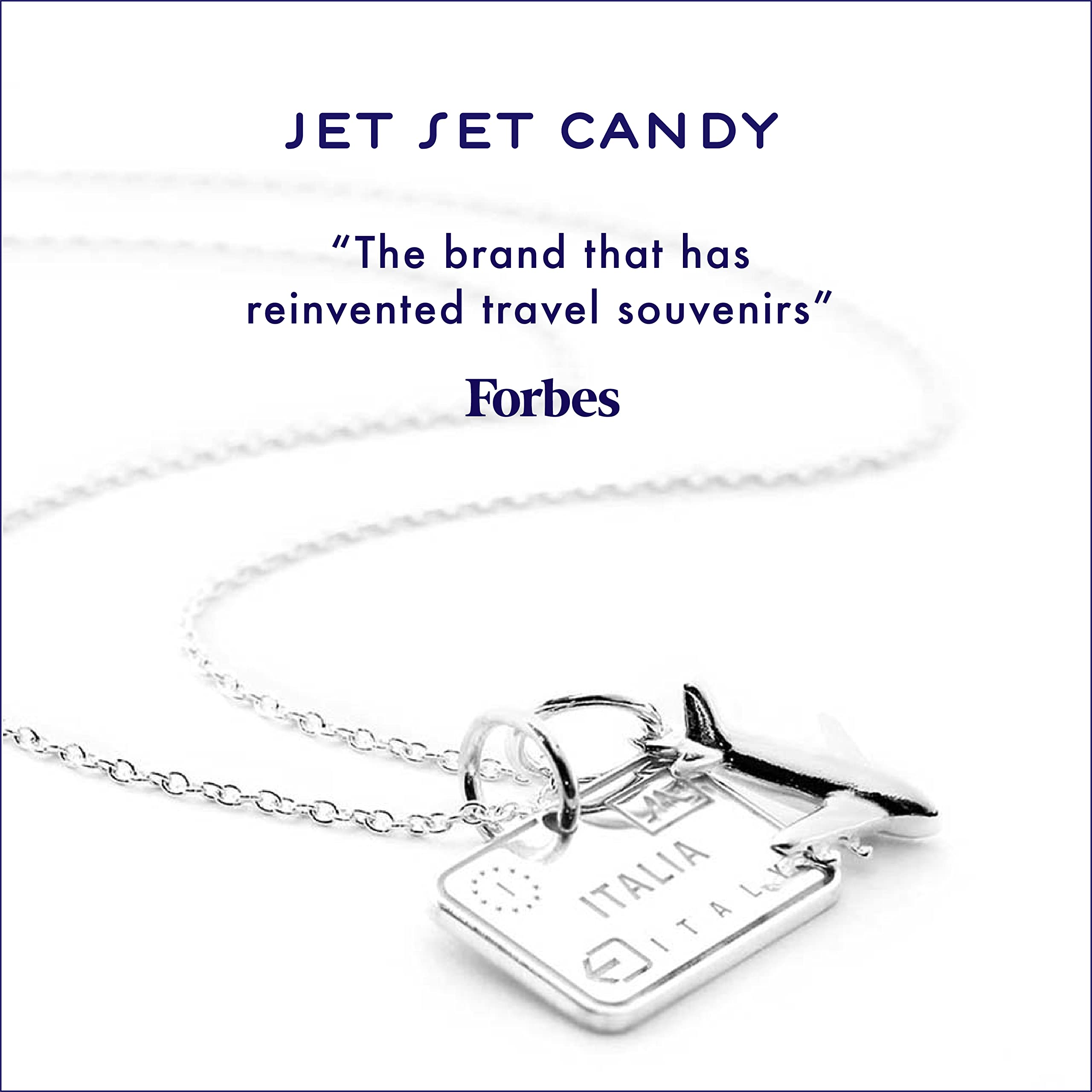 Jet Set Candy Sterling Silver Rome FCO Luggage Tag Travel Charm