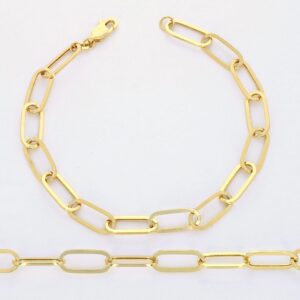 Nuragold 14k Yellow Gold 6mm Paperclip Elongated Rolo Cable Link Chain Bracelet, Womens Jewelry Lobster Clasp 7" 7.5" 8"