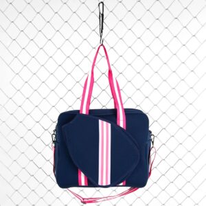 Queen of the Court - Brooklyn Pickleball Bag - Pickleball Bags Women, Pickle Ball Bag, Pickleball Case, Pickleball Tote Bag, Pickelball Bag, Pickle Ball Bag for Women (Blue/Pink)