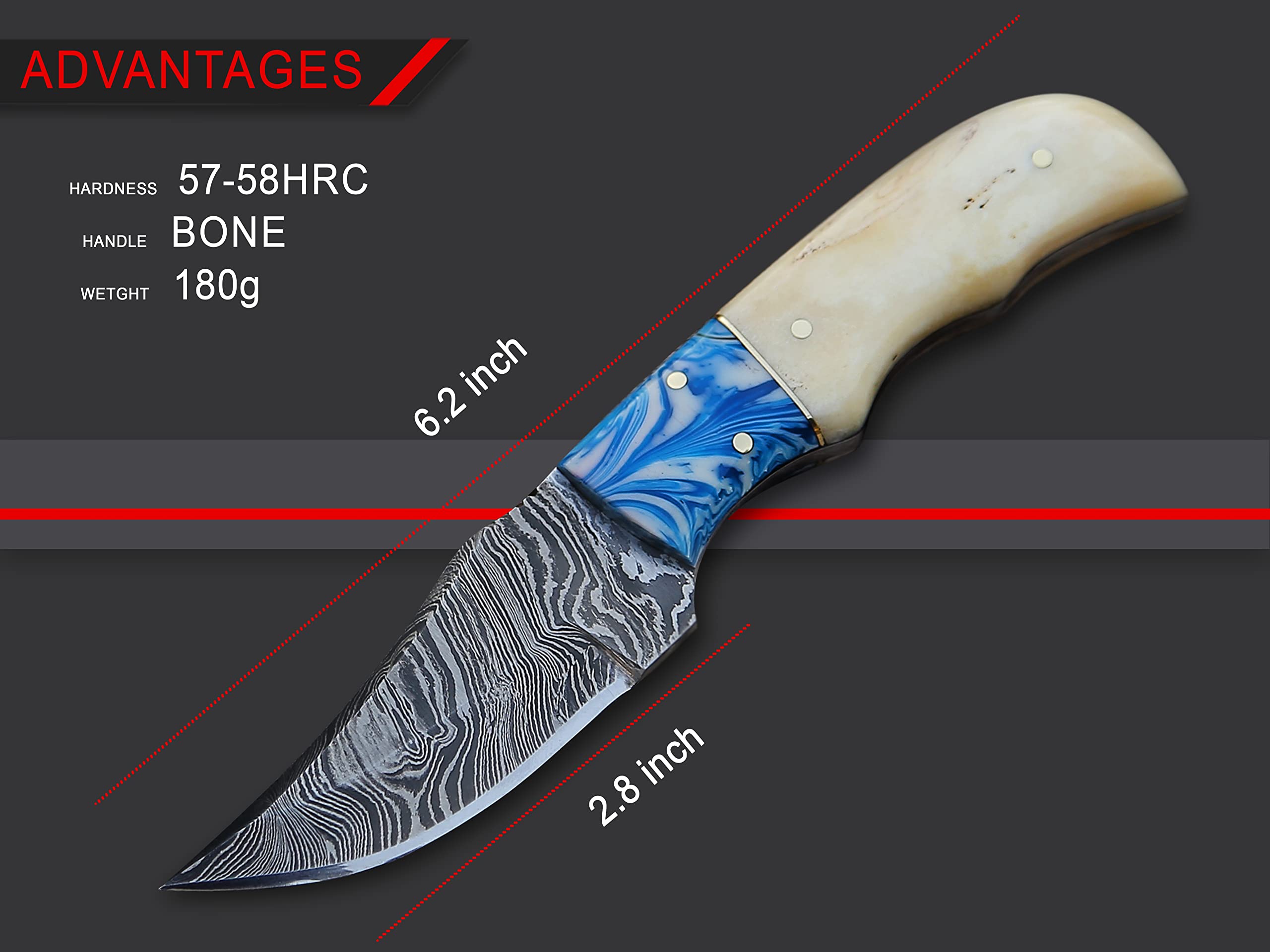 KNIFEIFY skinner fixed blade Knife: Handcrafted Elegance with Bone Handle - Perfect for Collectors and Outdoor Enthusiasts (CAMEL BONE)