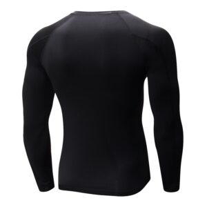 WRAGCFM Men's Long Sleeve Compression Shirts, Athletic Running T-Shirt Cool Dry Workout Base Layer Top（Black，L）