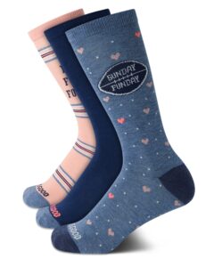 life is good women's socks - novelty crew cut socks (3 pack), size shoe size: 4-10, navy