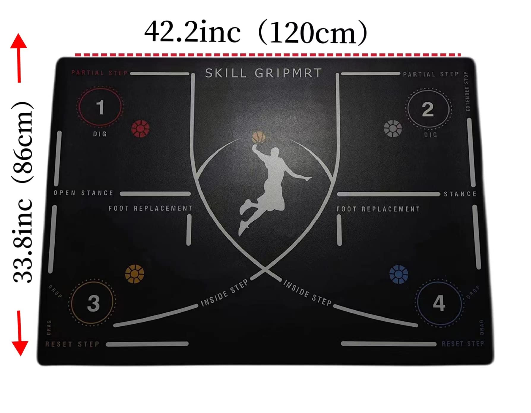 Basketball Footstep Training Mat,Basketball Train mat，Non-Slip Regular Training System Blanket, Dribble Silent Sports Auxiliary Props,Training Pace Ball Control Player Equipment (120cm*86cm*0.4cm)