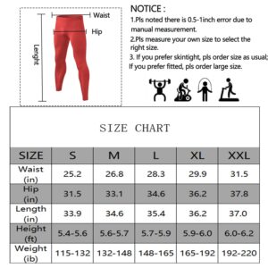 WRAGCFM Men's Compression Pants Cool Dry Athletic Workout Leggings Running Active Sports Tights Base Layer(Red, M)