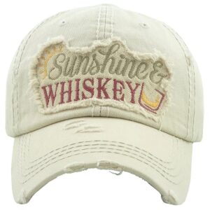 women's sunshine & whiskey vintage baseball hat cap, light stone