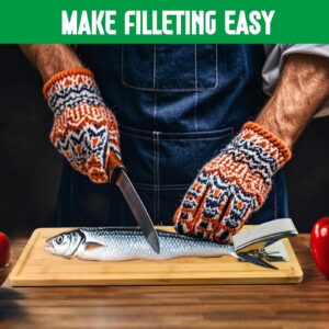 MAVOTER 18" Bamboo Fish Cutting Board - Fish Cleaning Board, Fish Measure Board - Anti slip, Including Fish Fillet Knife, Clamp, Sharpener,Gloves