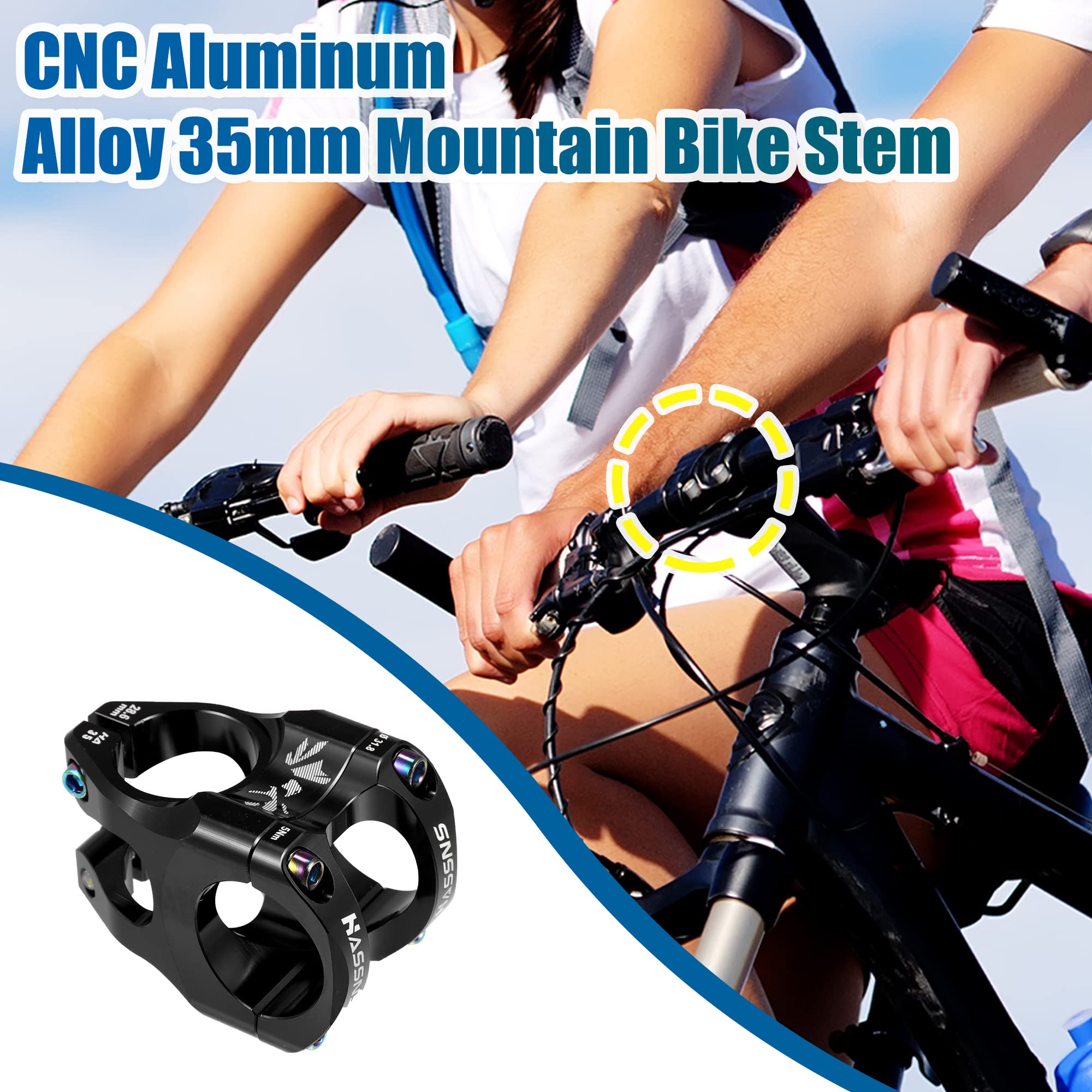 X AUTOHAUX CNC Aluminum Alloy 35mm Mountain Bike Stem for Most Bicycle Road Bike Mountain Bike Cycling Handlebar Accessories Black for 1-1/8 Steer Tube 31.8mm Handlebar