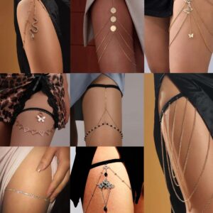 YOVORO 8 Pcs Leg Chains for Women Thigh Chains Boho Body Chain for Beach Summer Holiday Snake Thigh Jewelry Silver