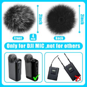 Dunzy 4 Pcs Microphone Windscreen Wind Muff Compatible with DJI Mic, Furry Mic Cover for Wind and Ambient Noise Reduction, Compatible Wireless Lavalier Microphone Cover, Furry Filter