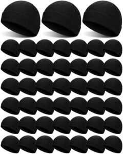 tarpop 48 pcs winter beanies bulk unisex warm skull cap elastic knitted beanie hats for men women gifts (black)