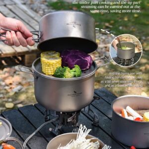 Boundless Voyage Titanium Pot Portable Camping Cookware Lightweight Cooking Pot Set for Outdoor Cooking Traveling Backpacking Hiking Trekking Picnic (3 Pcs Set)